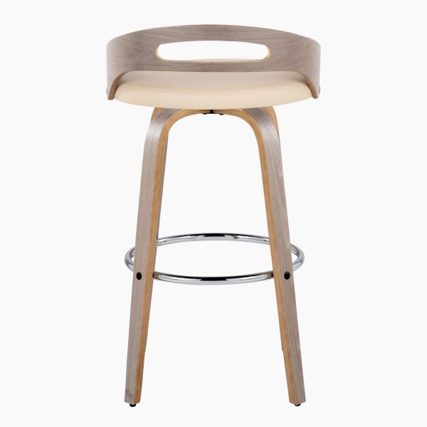 Cassis 30 Inch Cream Mid Century Modern Barstool Set of 2 4