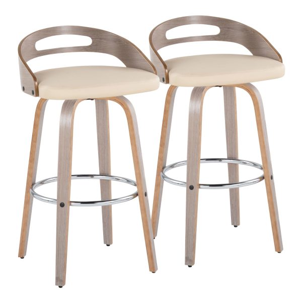 Cassis 30 Inch Cream Mid Century Modern Barstool Set of 2