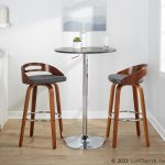 Cassis 30 Mid-Century Modern Barstool Walnut and Grey (Set of 2)