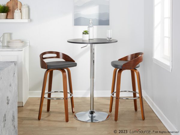 Cassis 30 Mid Century Modern Barstool Walnut and Grey Set of 2 2