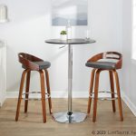 Cassis 30 Mid-Century Modern Barstool Walnut and Grey (Set of 2)
