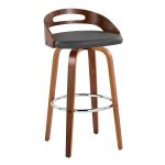 Cassis 30 Mid-Century Modern Barstool Walnut and Grey (Set of 2)