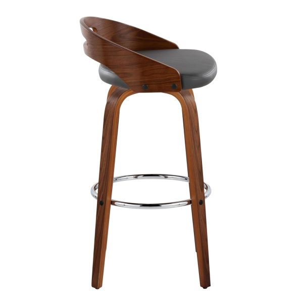 Cassis 30 Mid Century Modern Barstool Walnut and Grey Set of 2 6