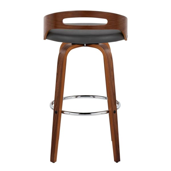 Cassis 30 Mid Century Modern Barstool Walnut and Grey Set of 2 8