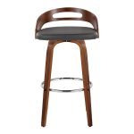 Cassis 30 Mid-Century Modern Barstool Walnut and Grey (Set of 2)