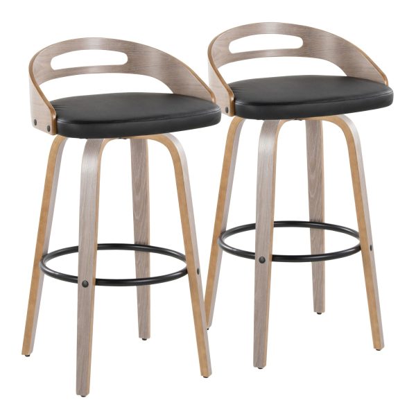 Cassis 30 Mid Century Modern Swivel Barstool Light Grey Set of 2 4