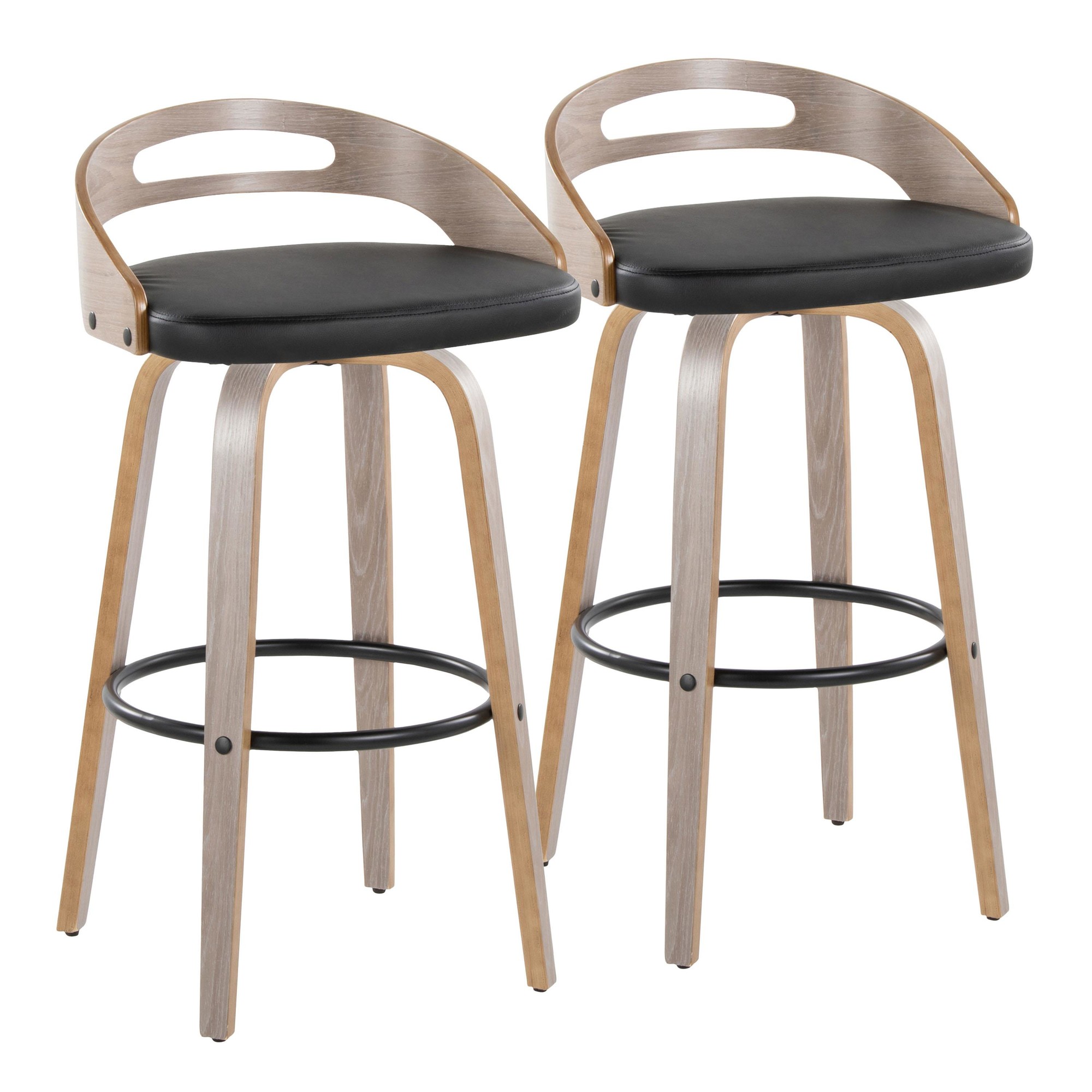 Cassis 30 Mid-Century Modern Swivel Barstool Light Grey (Set of 2) 5 Cassis 30 Mid-Century Modern Swivel Barstool Light Grey (Set of 2) - Image 5