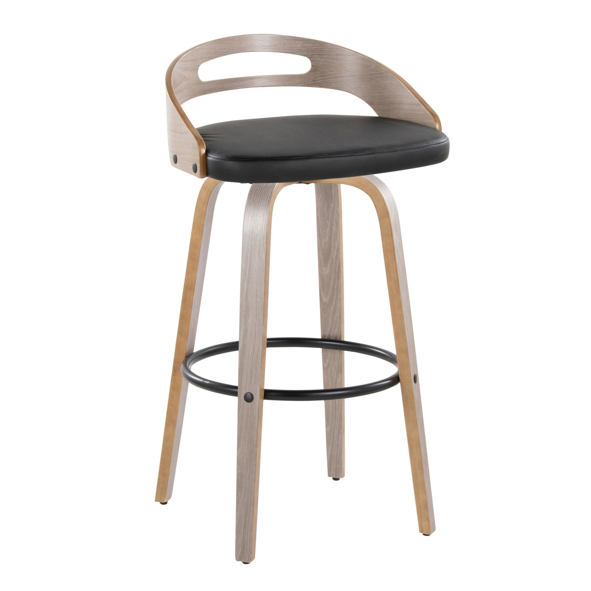 Cassis 30 Mid-Century Modern Swivel Barstool Light Grey (Set of 2) 6 Cassis 30 Mid-Century Modern Swivel Barstool Light Grey (Set of 2) - Image 6