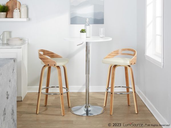Cassis 30 Zebra Wood Cream Faux Leather Barstool Set of 2 2