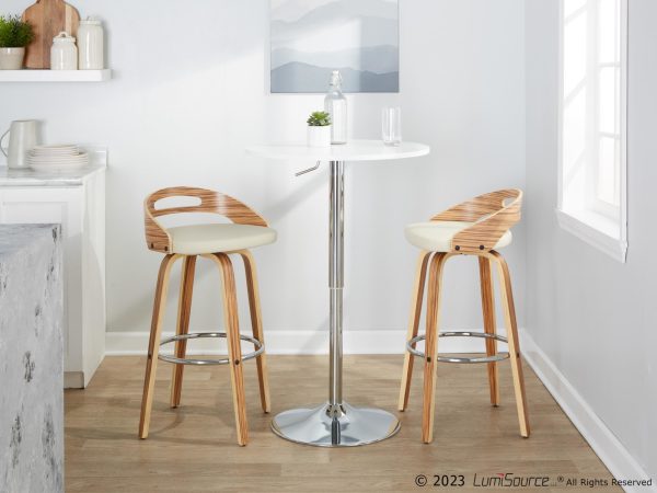 Cassis 30 Zebra Wood Cream Faux Leather Barstool Set of 2 3