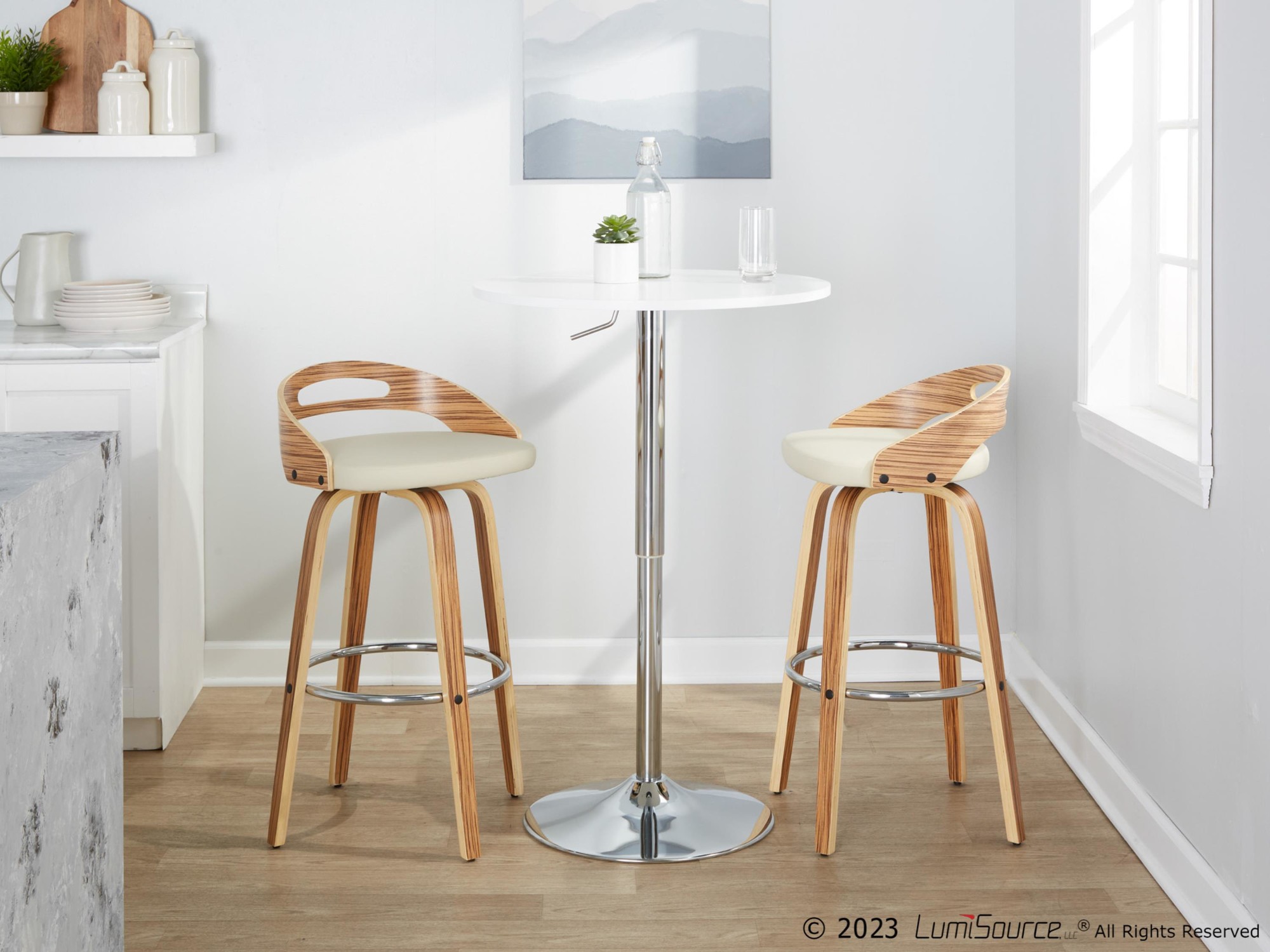 Cassis 30 Zebra Wood Cream Faux Leather Barstool (Set of 2) 4 Cassis 30 Zebra Wood Cream Faux Leather Barstool (Set of 2) - Image 4