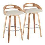 Cassis 30 Zebra Wood Cream Faux Leather Barstool (Set of 2) 16 Cassis 30 Zebra Wood Cream Faux Leather Barstool (Set of 2)