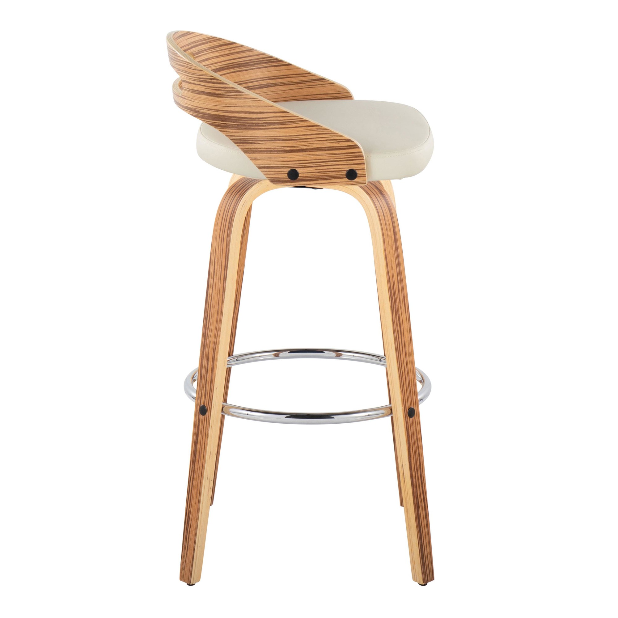 Cassis 30 Zebra Wood Cream Faux Leather Barstool (Set of 2) 7 Cassis 30 Zebra Wood Cream Faux Leather Barstool (Set of 2) - Image 7