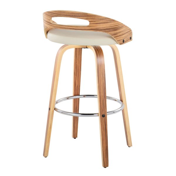 Cassis 30 Zebra Wood Cream Faux Leather Barstool Set of 2 7