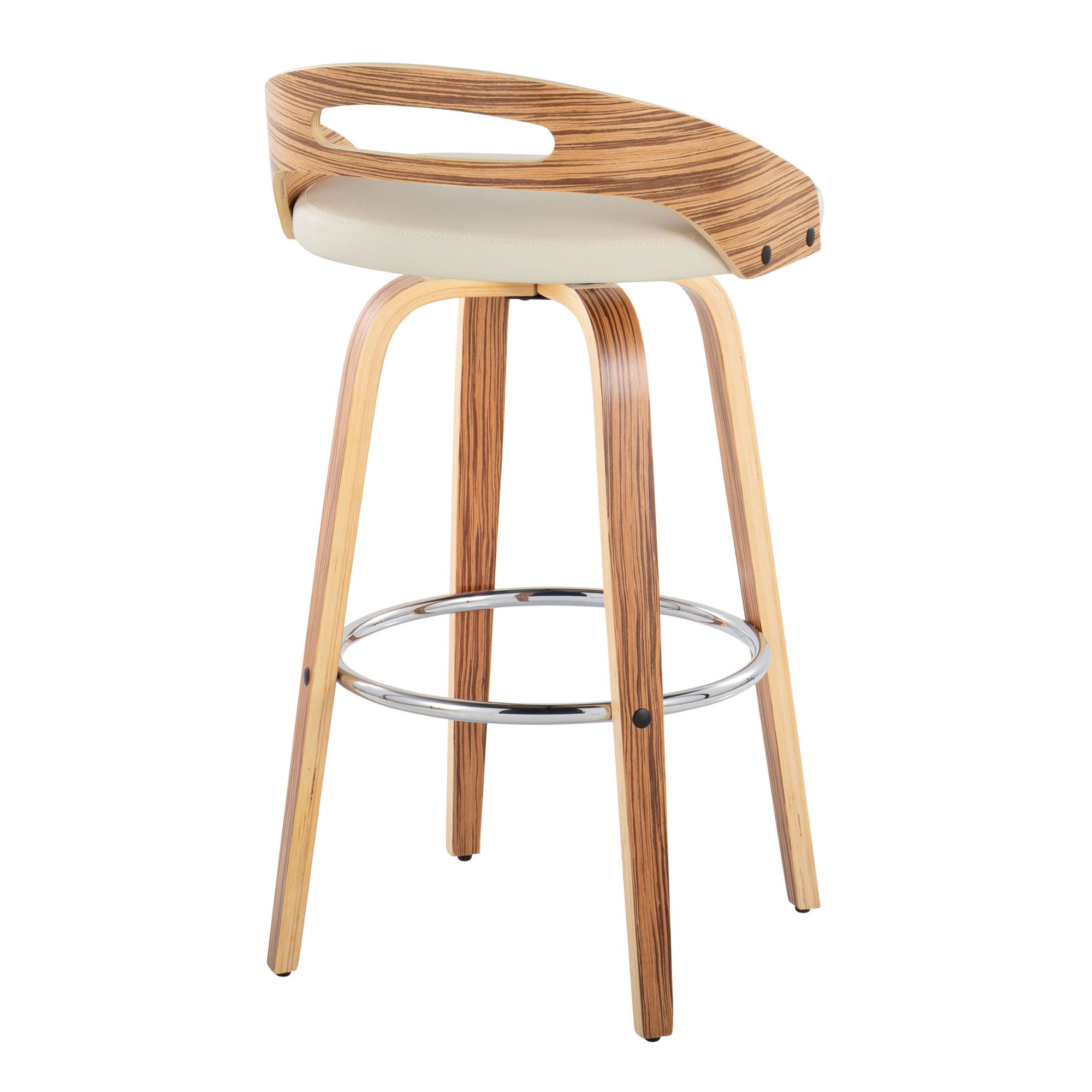 Cassis 30 Zebra Wood Cream Faux Leather Barstool (Set of 2) 8 Cassis 30 Zebra Wood Cream Faux Leather Barstool (Set of 2) - Image 8