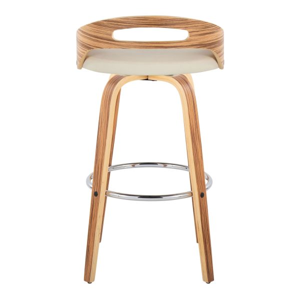 Cassis 30 Zebra Wood Cream Faux Leather Barstool Set of 2 8