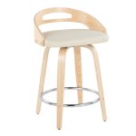 Cassis Cream Faux Leather Mid-Century Modern 24-Inch Counter Stools (Set of 2) 13 Cassis Cream Faux Leather Mid-Century Modern 24-Inch Counter Stools (Set of 2)