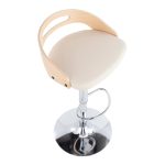 Cassis Cream Faux Leather Mid-Century Modern Barstool (Set of 3) 25 Cassis Cream Faux Leather Mid-Century Modern Barstool (Set of 3)