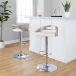 Cassis Cream Faux Leather Mid-Century Modern Barstools (Set of 2)
