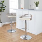 Cassis Cream Faux Leather Mid-Century Modern Barstools (Set of 2)