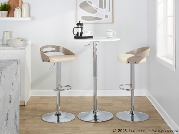 Cassis Cream Faux Leather Mid Century Modern Barstools Set of 2 2