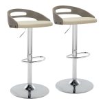 Cassis Cream Faux Leather Mid-Century Modern Barstools (Set of 2)