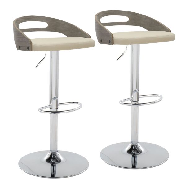Cassis Cream Faux Leather Mid Century Modern Barstools Set of 2 3