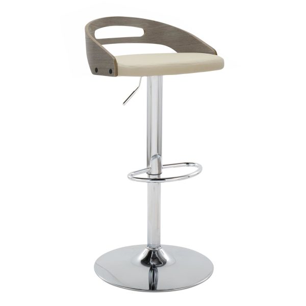 Cassis Cream Faux Leather Mid Century Modern Barstools Set of 2 4