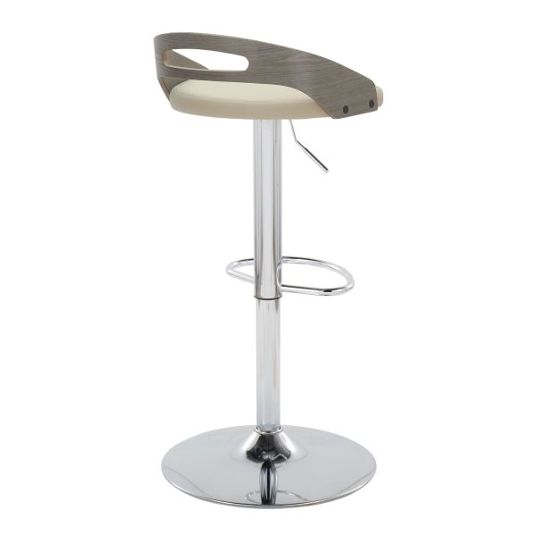 Cassis Cream Faux Leather Mid Century Modern Barstools Set of 2 6