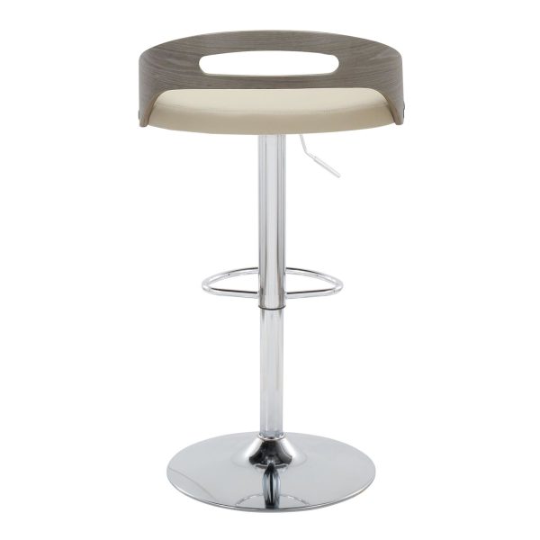 Cassis Cream Faux Leather Mid Century Modern Barstools Set of 2 7