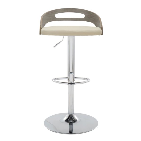 Cassis Cream Faux Leather Mid Century Modern Barstools Set of 2 8