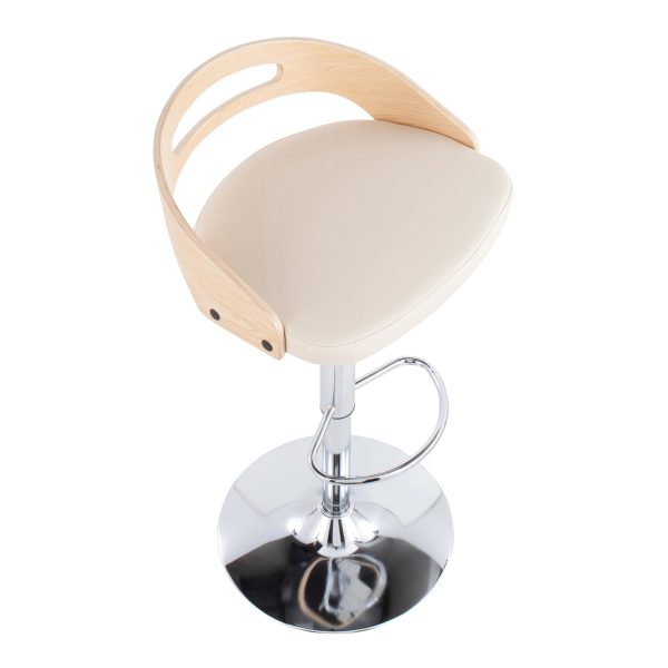 Cassis Cream Faux Leather Swivel Barstool Chrome Wood Set of 2 10