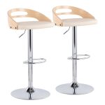 Cassis Cream Faux Leather Swivel Barstool Chrome Wood (Set of 2) 21 Cassis Cream Faux Leather Swivel Barstool Chrome Wood (Set of 2)