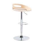 Cassis Cream Faux Leather Swivel Barstool Chrome Wood (Set of 2) 24 Cassis Cream Faux Leather Swivel Barstool Chrome Wood (Set of 2)