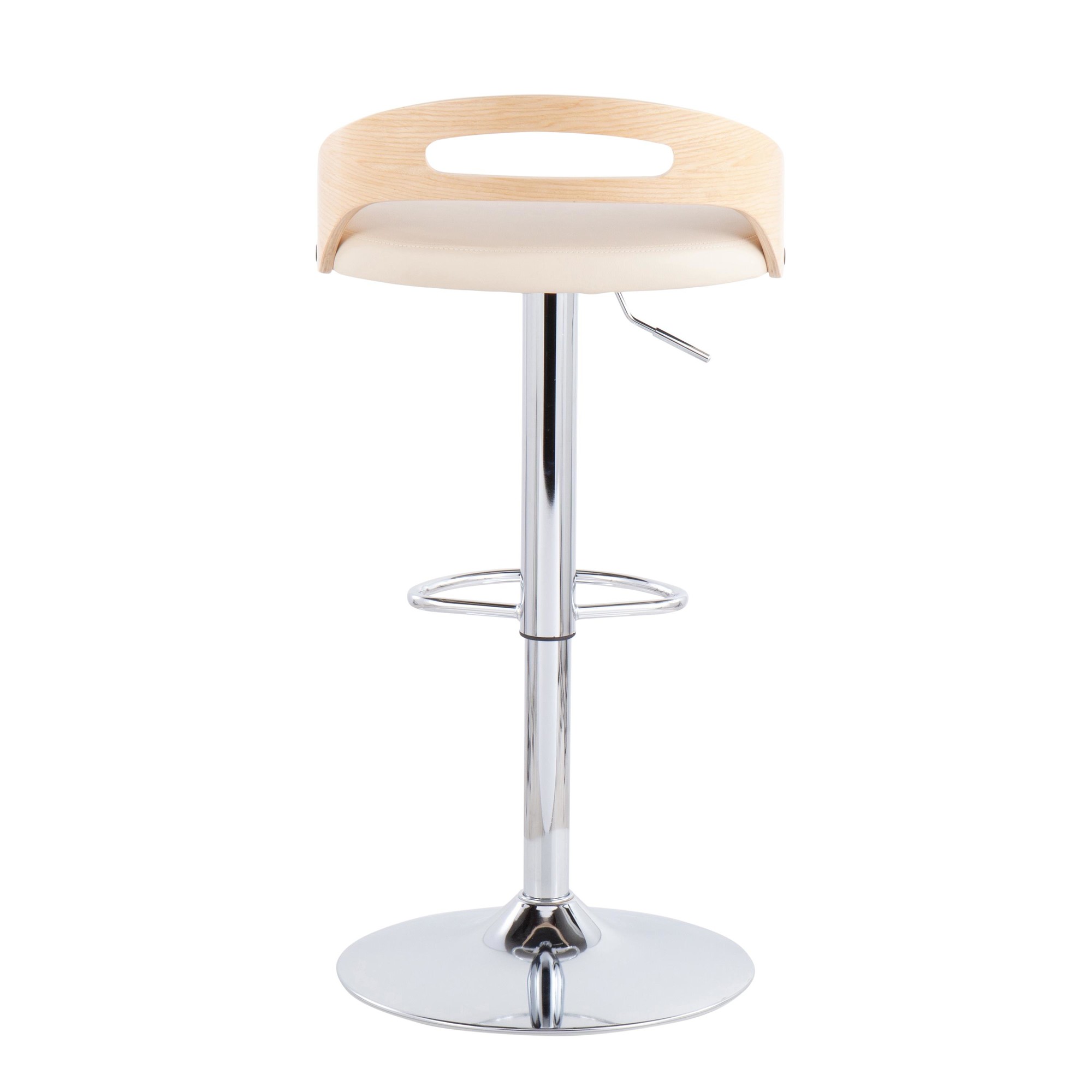 Cassis Cream Faux Leather Swivel Barstool Chrome Wood (Set of 2) 9 Cassis Cream Faux Leather Swivel Barstool Chrome Wood (Set of 2) - Image 9