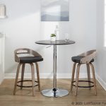 Cassis Light Grey Wood Black Faux Leather Swivel Counter Stools (Set of 2) 12 Cassis Light Grey Wood Black Faux Leather Swivel Counter Stools (Set of 2)