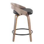 Cassis Light Grey Wood Black Faux Leather Swivel Counter Stools (Set of 2) 16 Cassis Light Grey Wood Black Faux Leather Swivel Counter Stools (Set of 2)