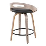 Cassis Light Grey Wood Black Faux Leather Swivel Counter Stools (Set of 2) 17 Cassis Light Grey Wood Black Faux Leather Swivel Counter Stools (Set of 2)