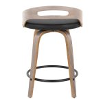 Cassis Light Grey Wood Black Faux Leather Swivel Counter Stools (Set of 2) 18 Cassis Light Grey Wood Black Faux Leather Swivel Counter Stools (Set of 2)