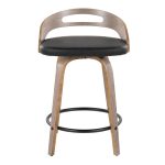 Cassis Light Grey Wood Black Faux Leather Swivel Counter Stools (Set of 2) 19 Cassis Light Grey Wood Black Faux Leather Swivel Counter Stools (Set of 2)