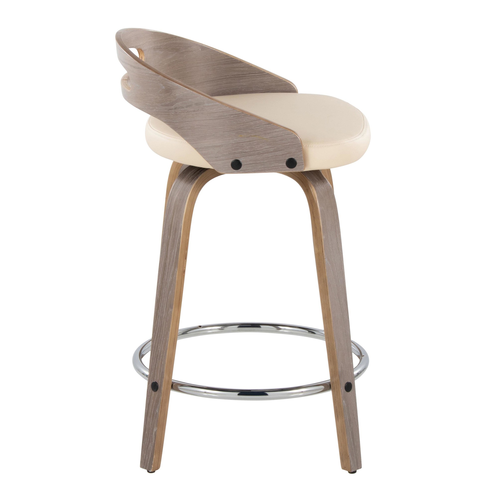 Cassis Light Grey Wood Cream Swivel Counter Stools (Set of 2) 5 Cassis Light Grey Wood Cream Swivel Counter Stools (Set of 2) - Image 5