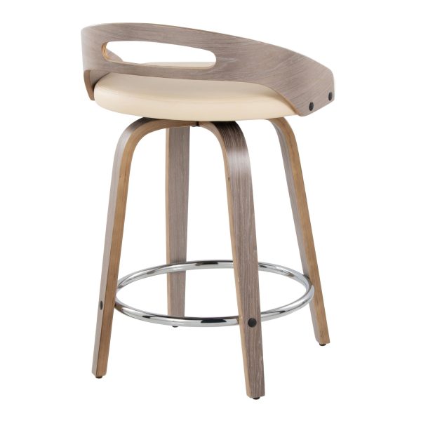 Cassis Light Grey Wood Cream Swivel Counter Stools Set of 2 6