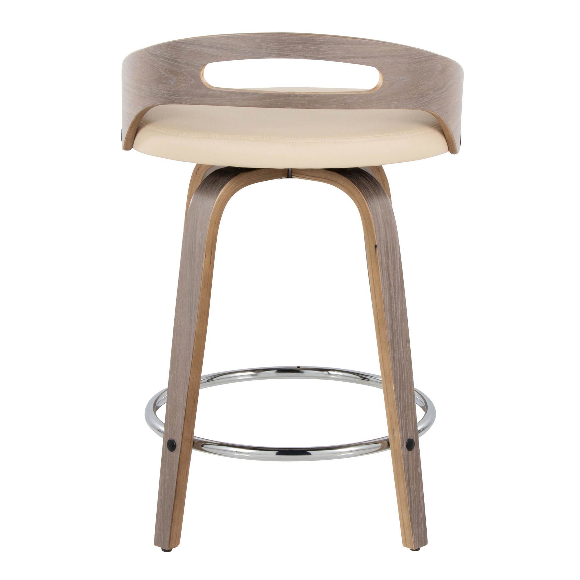 Cassis Light Grey Wood Cream Swivel Counter Stools (Set of 2) 7 Cassis Light Grey Wood Cream Swivel Counter Stools (Set of 2) - Image 7