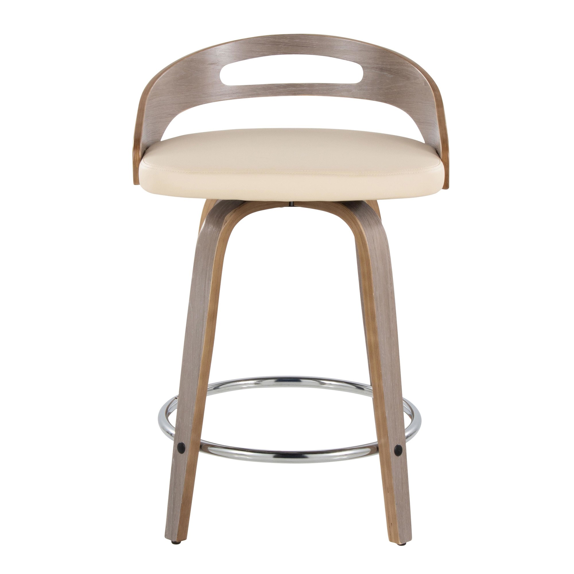 Cassis Light Grey Wood Cream Swivel Counter Stools (Set of 2) 8 Cassis Light Grey Wood Cream Swivel Counter Stools (Set of 2) - Image 8