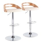 Cassis Mid-Century Modern Adjustable Swivel Barstool Chrome Zebra Cream (Set of 2) 19 Cassis Mid-Century Modern Adjustable Swivel Barstool Chrome Zebra Cream (Set of 2)