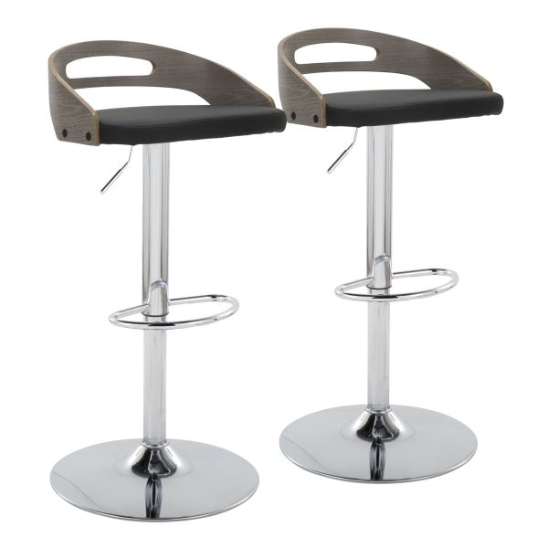 Cassis Mid Century Modern Black Faux Leather Swivel Barstools Set of 2 3