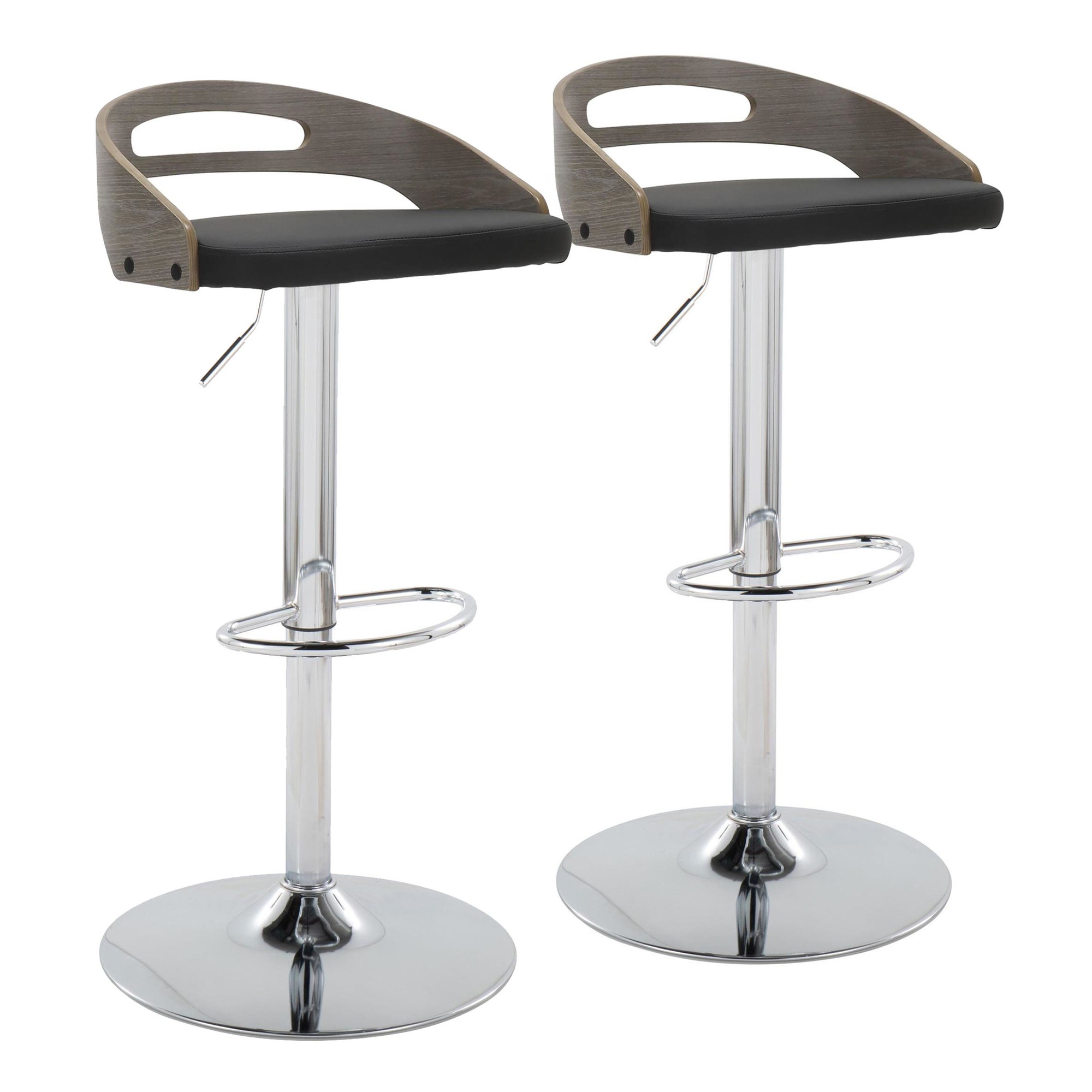 Cassis Mid-Century Modern Black Faux Leather Swivel Barstools (Set of 2) 4 Cassis Mid-Century Modern Black Faux Leather Swivel Barstools (Set of 2) - Image 4