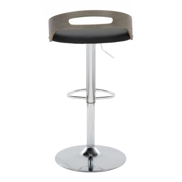 Cassis Mid Century Modern Black Faux Leather Swivel Barstools Set of 2 7