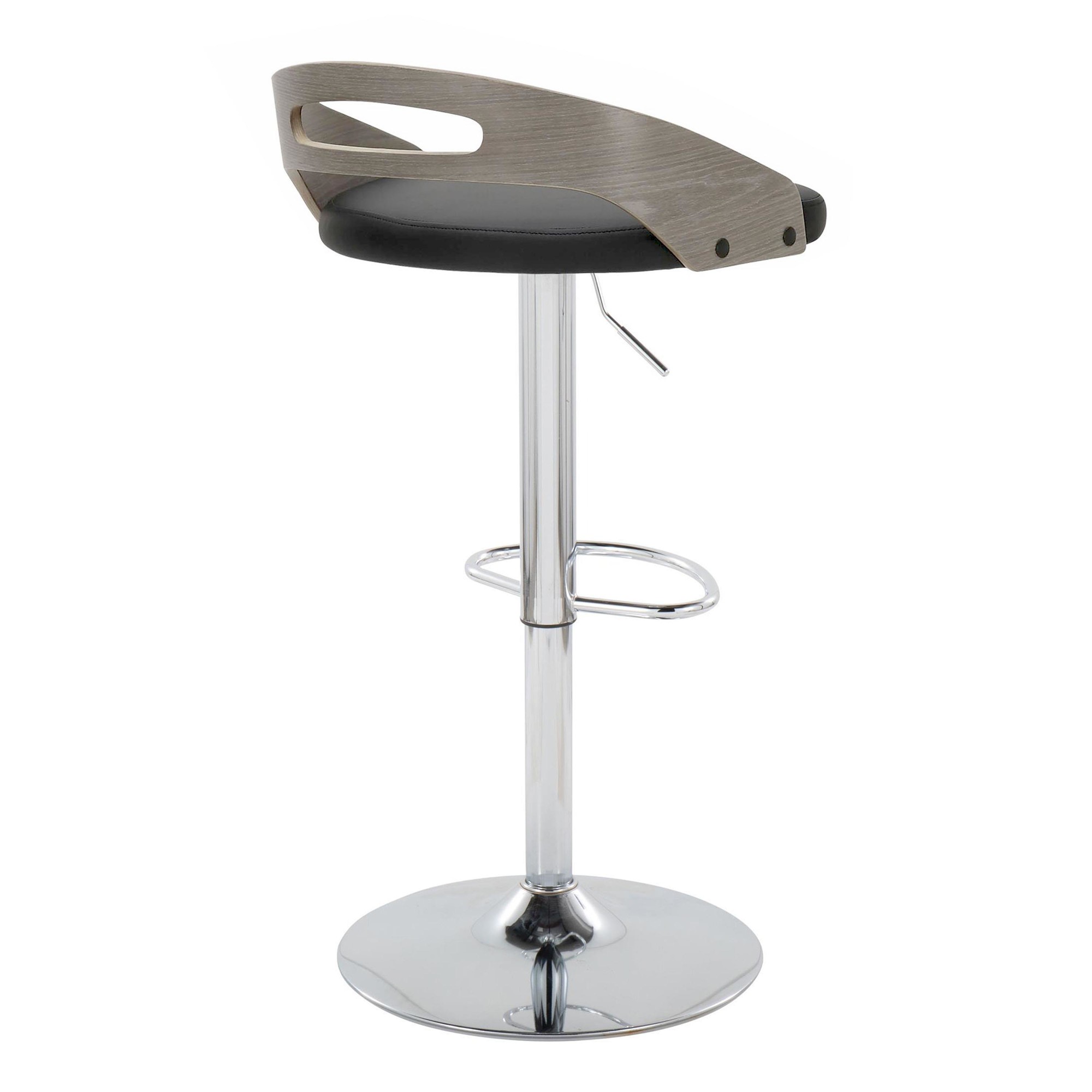 Cassis Mid-Century Modern Chrome Walnut Grey Barstool 3 Cassis Mid-Century Modern Chrome Walnut Grey Barstool - Image 3