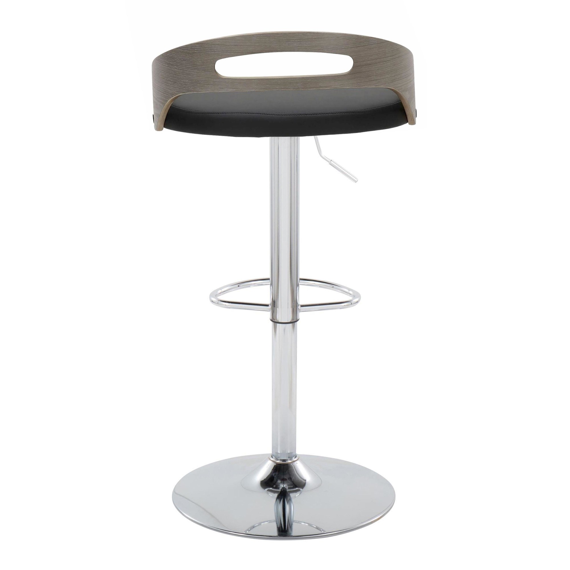 Cassis Mid-Century Modern Chrome Walnut Grey Barstool 4 Cassis Mid-Century Modern Chrome Walnut Grey Barstool - Image 4